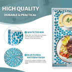 Plastic Serving Tray with Handles, Rectangle Blue Decorative Tray | Coffee - Image 4