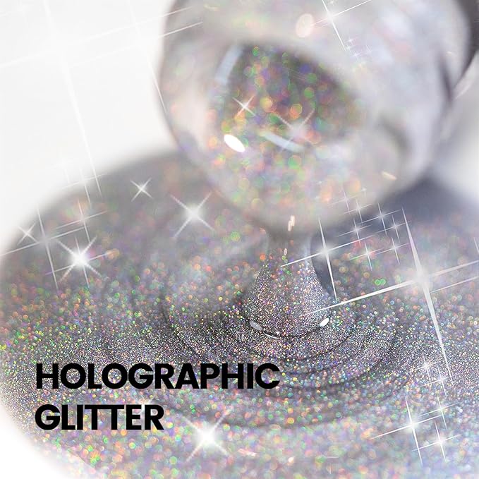RARJSM Holographic Rainbow Cat Eye Gel Nail Polish with Magnet Stick Clear Silver Iridescent Glitter Sparkle 9D Cat Eye Gel Polish Soak off UV LED Curing Requires Soak Off Home Salon Diy Nail Art