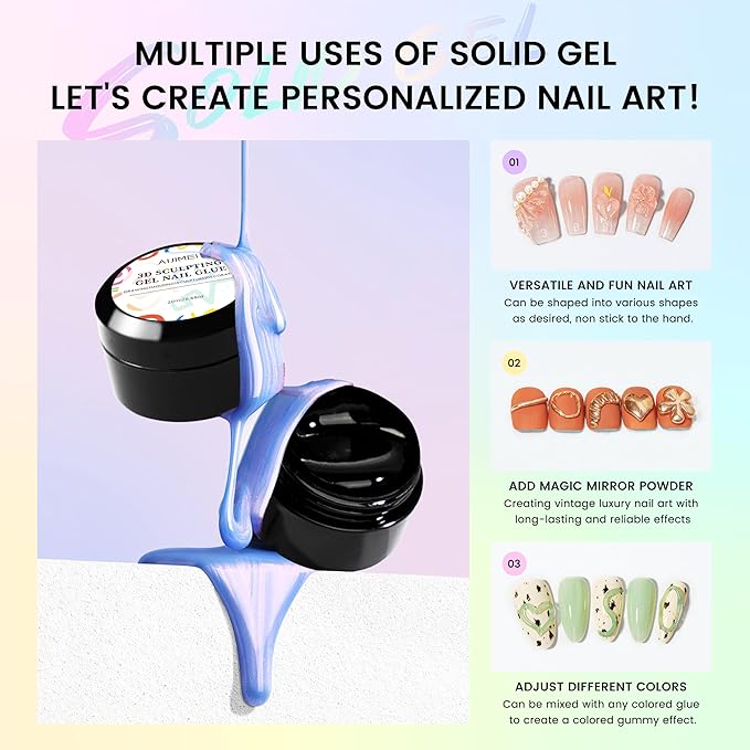 2Pcs 3D Sculpting Nail Gel & Chrome Nail Powder Kit: Unleash Your Creativity with Stunning 3D Designs & Dazzling Chrome Finishes 3D Molding Gel and Chrome Powder for Gel Nails for Nails Art