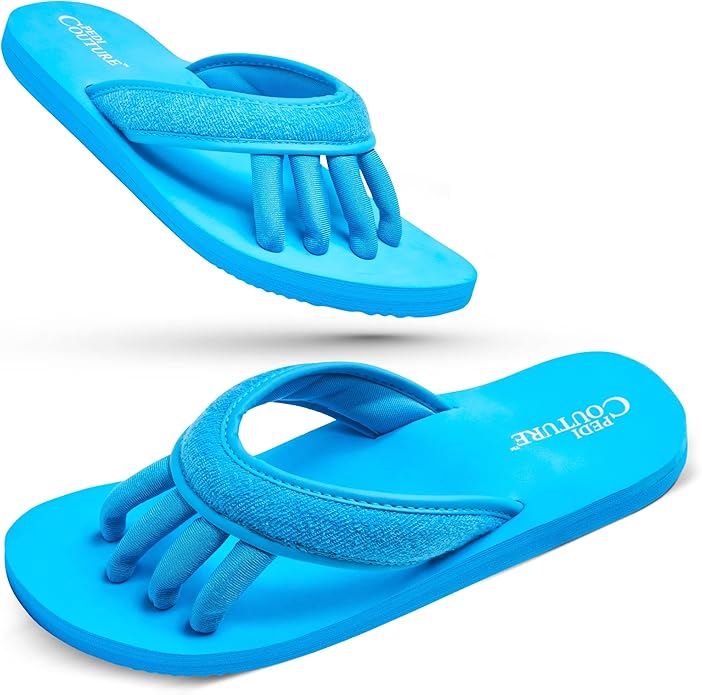 Pedi Couture Pedicure Sandals with Built In Toe Separators for Women - Comfortable Spa Style Flip Flops for Home, Salon, Yoga & Gym Use