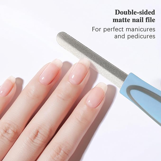 Metal Nail File,TPR Non-Slip Handle,Nail Files for Natural Nails Made of Stainless Steel, Diamond Finger Nail Filers for Women Sapphire Grit