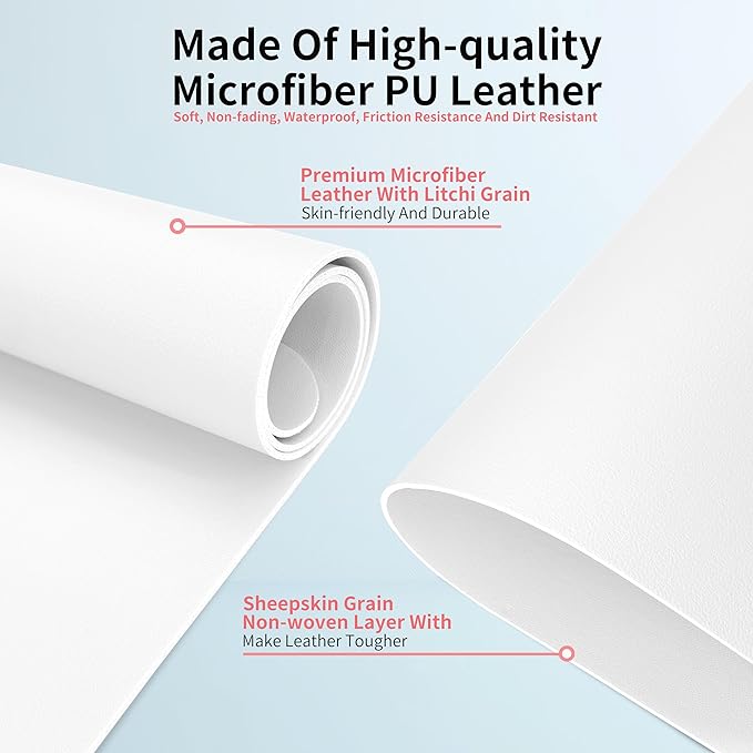 Double-sided Nail Table Mat for Nail tech - Soft Microfiber PU Leather Nail Desk Mat - Foldable Nail Art Table Mat Acetone Resistant for Nails Salon Home (White) (Mat Only)