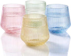 40 Pack Disposable Stemless Plastic Wine Glasses 12 oz by Oojami