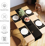 Encasa XO Table Runner, Yarn Dyed Ribbed Cotton 13"x79" | Solid Black, 12-Ply - Image 3