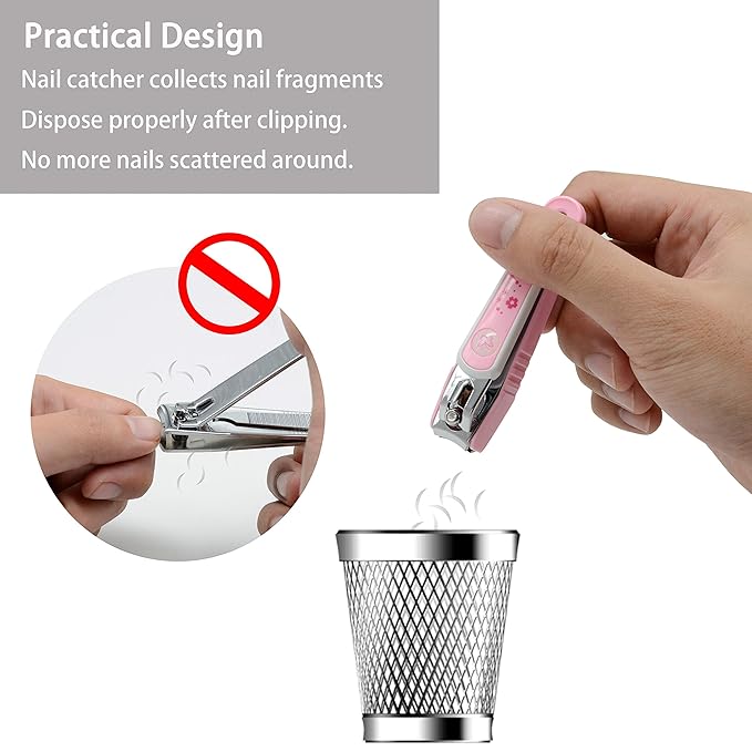 PAFASON Ultra Sharp Stainless Steel Nail Clipper Trimmer Cutter Set with Built-in Nail Catcher & Glass Nail File 3 Pack Fingernail & Toenail Clippers for Men & Women