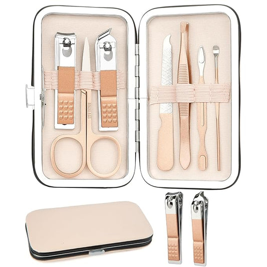 Nail Clipper Set, Manicure Kit for Women, Manicure and Pedicure Kit, Grooming Kit for Women, Pink Mini Travel Nail Kit, Stocking Stuffers, Christmas Gifts Present for Girlfriend, Family, Rose Gold