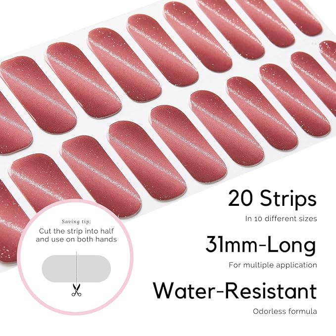 NAILOG Semi Cured Gel Nail Strips (20 Extra Long Stickers/Wraps) | Buy 2 Get 1 UV Lamp| Glossy & Long Lasting Soft Gel Finishing, Silvery Kahala