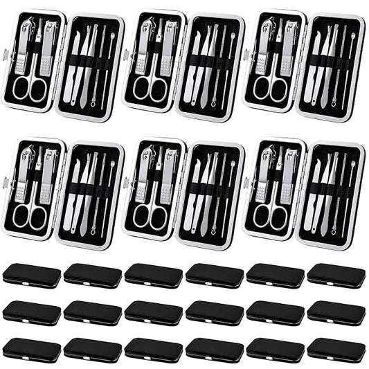 Lasnten 24 Set Christmas Manicure Set Bulk Nail Clippers Grooming Nail Kit Stainless Steel Professional Pedicure Kit Pedicure Tools with Travel Case Gifts for Xmas Men Women(8 in 1,Black)