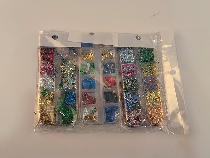 EBANKU Nail Foil Flakes Laser 36 Grid Holographic Nail Art Paillette Chip for Nails Decorations Nail Glitter Flake Decals for Party Festival
