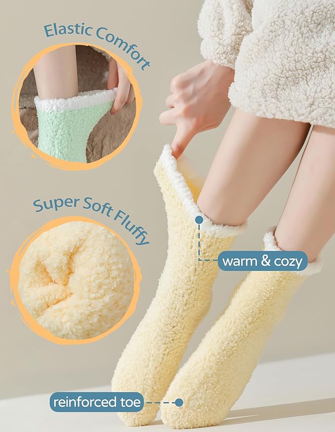 TEHOOK Warm & Cozy Gifts for Women, Stocking Stuufers, Fluffy Fuzzy Plush Sleeping Slipper Socks - Soft Warm Fabric
