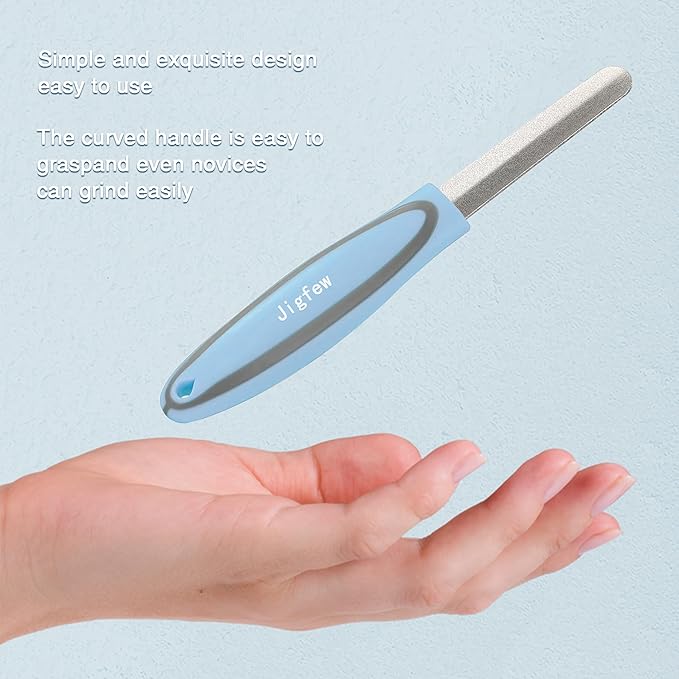 Metal Nail File,TPR Non-Slip Handle,Nail Files for Natural Nails Made of Stainless Steel, Diamond Finger Nail Filers for Women Sapphire Grit