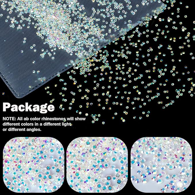 5760 Pieces Flatback Rhinestones for Nails 1.2MM Nail Rhinestones Gems Jewels Diamond Glass Mini AB Crystal Gemstones Bling Stones for Crafts Makeup Face Eyes,Transparent AB