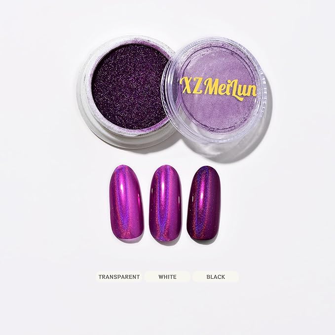 Chameleon Purple Magic Mirror Chrome Nail Powder, Big-Capacity 1.5g Metallic Dust Holographic Effect Powder Pigment Glitter Manicure Kit, Nail Art, Can Mixed with Builder Gel Nail Polish Use