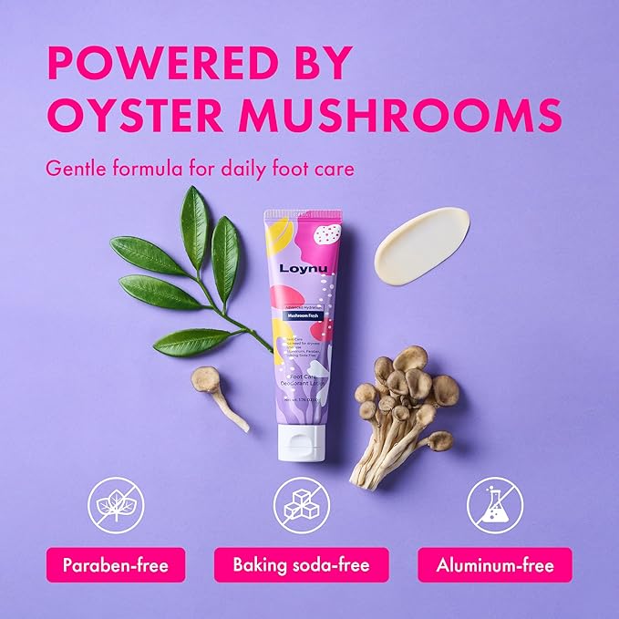 Foot Cream for Long-Lasting Odor Control | Neutralizes Odor at the Source | Hydrates Dry, Cracked Heels for Soft, Healthy Feet | Natural Mushroom Formula