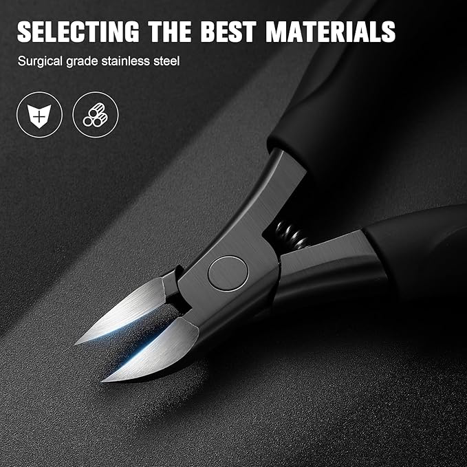 BEZOX Comfort Grip Ingrown Toenail Clippers for Thick Toenails - Precision Thick Toe Nail Clipper for Ingrown and Curly Nails, Toenail Scissors for Seniors
