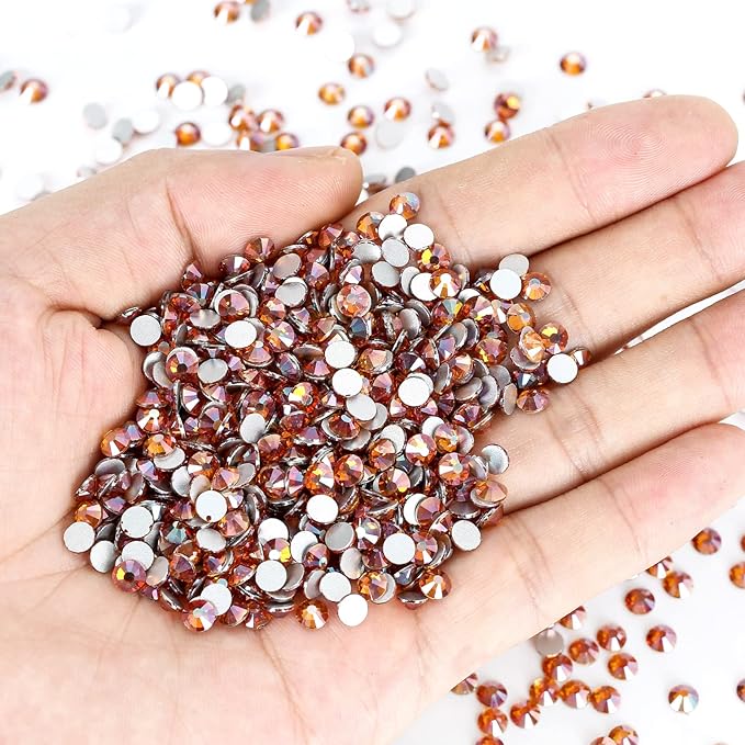 Novani Rhinestones 1440Pcs Flatback Crystal Round Loose Gemstones Glass Rhinestones for Crafts Makeup Nail Art Clothes Shoes DIY Decorations(SS16, 3.8-4.0mm,Amber)