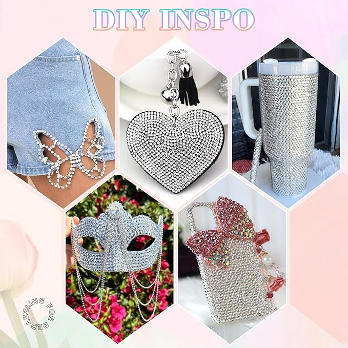 25000Pcs Resin Jelly Rhinestones with Tweezers for Crafting, 2-6mm Mixed Sizes (Clear) Non Hotfix Flatback Gems, Bedazzling Crystal for DIY Crafts Clothing Tumblers Mugs Shoes Decor Nail Art