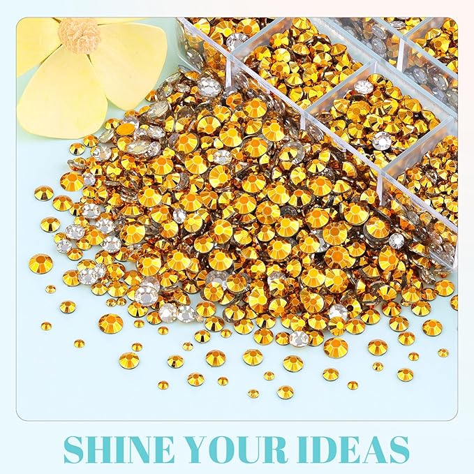 6100Pcs Resin Rhinestones for Crafting with 2Pcs 10ml B7000 Jewelry Glue, 1 Box Flatback Crystals Diamond (Gold) for Bedazzling Crafts DIY Nail Art Non Hotfix Gems for Clothing Shoes Tumblers