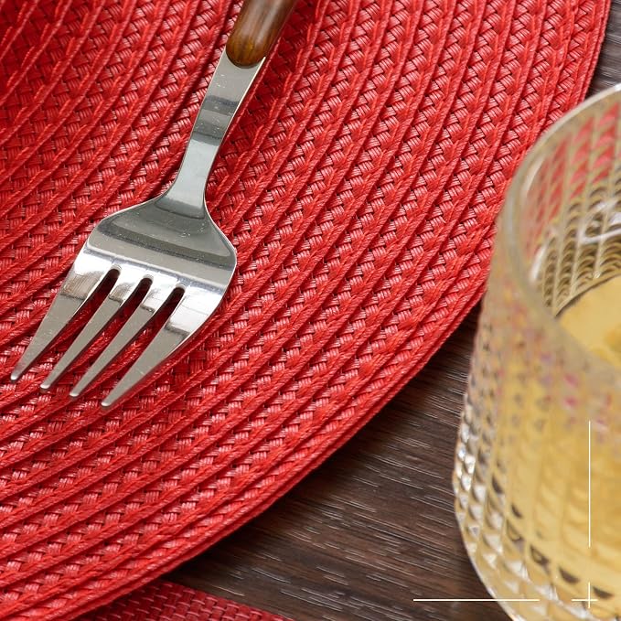 FunWheat Round Braided Placemats Set of 4 Table Mats - Image 6