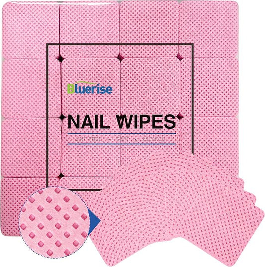 BLUERISE Lint Free Nail Wipes Pink 2500pcs Nail Polish Remover Pads Soft Absorbable Eyelash Extension Glue Cleaning Wipes