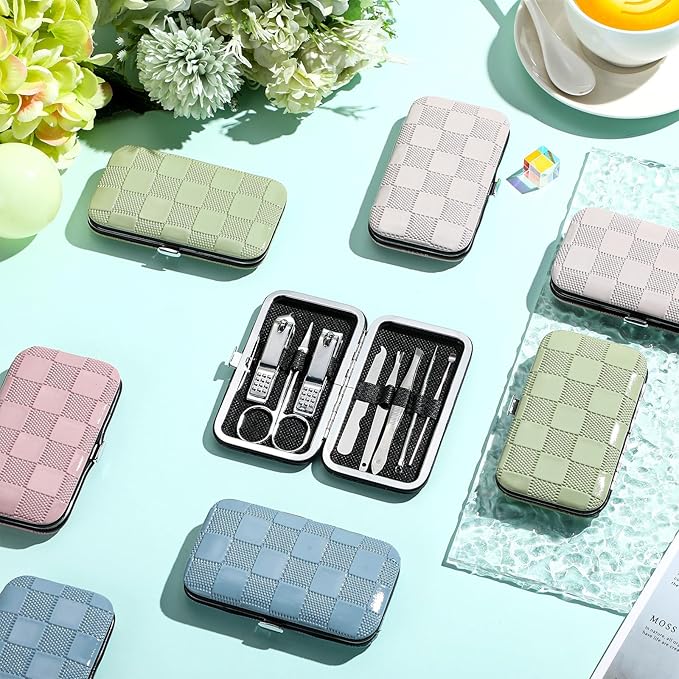 24 Sets Manicure Pedicure Bulk Gifts Professional Nail Care Gifts, Travel Nail Clippers Kit 8 in 1 Stainless Steel Pedicure Set with Case Portable Grooming Kits for Women Men(Fresh)