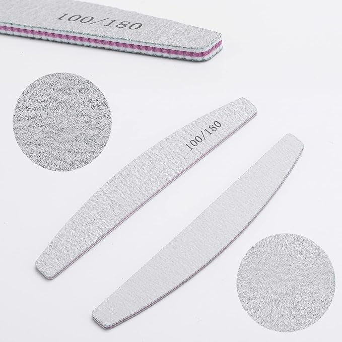 35 Count Nail Files and Buffers 100/180 Grit, Professional Sponge Nail File Manicure Tools for Natural Nails and Acrylic Nails