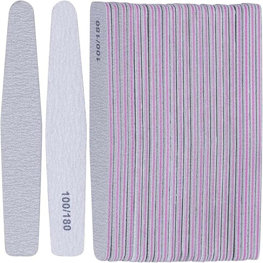BTYMS 25 Count 100/180 Grit Nail Files - Double Sided Emery Boards, Reusable Nail Buffing & Manicure Files for Natural/Gel/Acrylic Nails