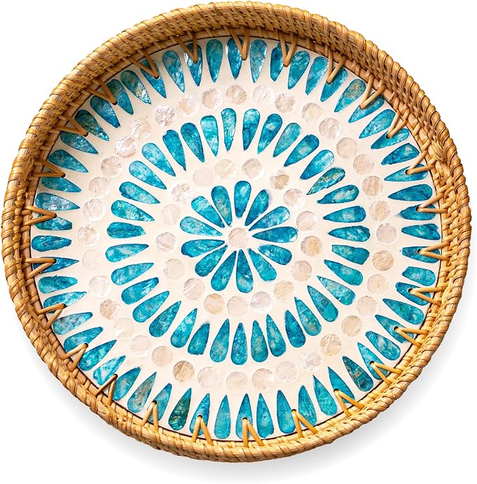 JUNGLE CULTURE Round Rattan Tray by JungleCulture
