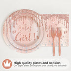 96 Pcs It's a Girl Baby Shower Party Decorations, Serves 24 | Diamond Rose Gold - Image 2