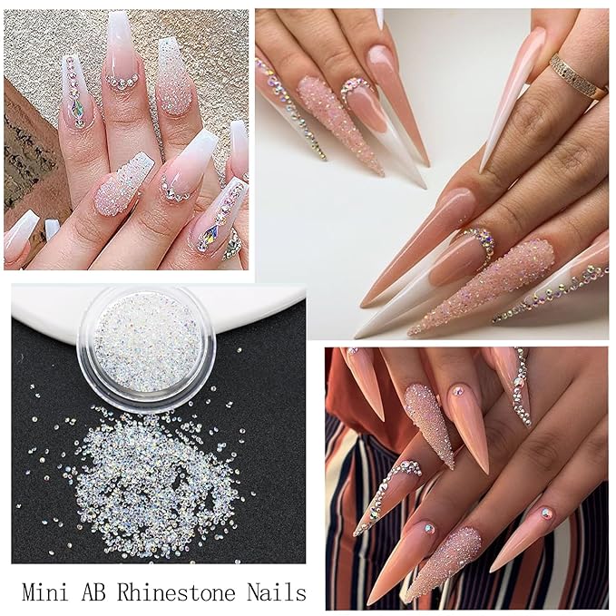 Rhinestones for Nails, Flatback Multi Shape Gems 3D Flowers Nail Charms Mixed Nail Glitter Powder Supplies Moonlight Crystal Jewelry Accessories for Women Manicure Decorations Design