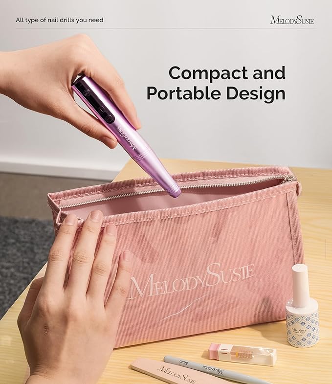 MelodySusie Pen-Shaped Portable CordlessNail Drill, PC180F 25000RPM RechargeableElectric File with LED Display for All NailCare, Manicure Shaping & Acrylic GelRemoval for Nail Artists DIY at Home