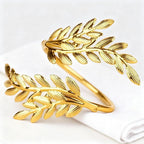Napkin Rings 10Pcs Metal Gold Wheat Ear Shape Napkin Holder - Image 5