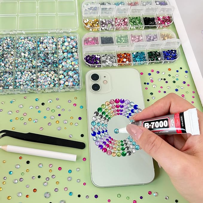 ASTARON Colorful Resin Rhinestones for Crafting, 2mm-6mm Mixed Flatback Resin Gemstones for Crafts Gems Bulk Jelly AB Bedazzling Diamonds with Glue for Nails, Tumblers, Mugs Decoration