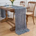 Asee'm 12pcs Dusty Blue Cheesecloth Table Runner Summer 10FT Gauze Rustic | - Image 7