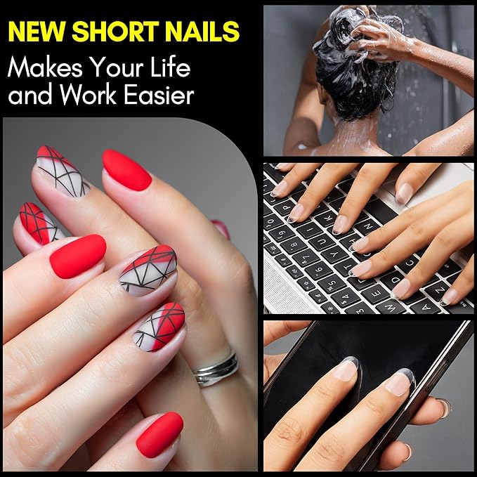 Makartt Short Oval Nail Tips: 500pcs Full Cover Clear Press on Acrylic Nails Extension 10 Sizes Natural Soak Off Soft Gel Manicure Fake Tip Salon DIY Home