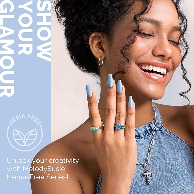 MelodySusie Hema Free Gel Nail Polish, 0.5 Fl Oz Thick Light Blue Gel Polish, Non Toxic, Long Lasting, Soak Off UV Nail Polish, Manicure Nail Design Salon DIY Nail Art at Home 253