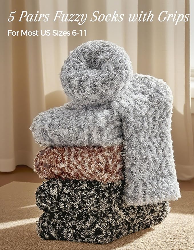 TEHOOK Warm & Cozy Gifts for Women, Stocking Stuufers, Fluffy Fuzzy Plush Sleeping Slipper Socks - Soft Warm Fabric