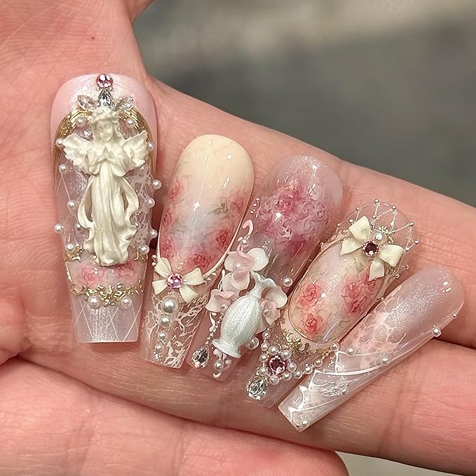 3D Angel Nail Art Molds Virgin Mary Design, Silicone Nails Tool Y2k Decoration