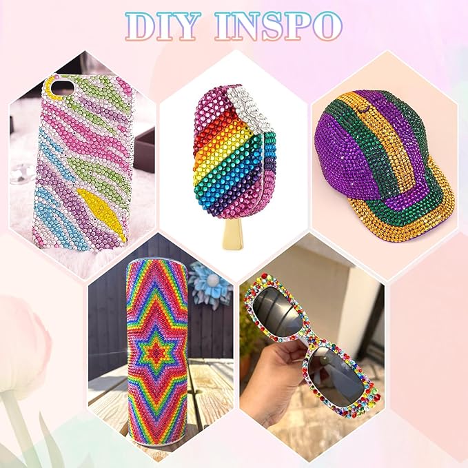 12600Pcs Resin Rhinestones with 1Pcs B7000 Jewelry Glue for Crafting, Multicolors 4mm Non Hotfix Flatback Gems, Bedazzling Crystal for DIY Crafts Clothing Tumblers Mugs Shoes Fabric Decor Nail Art