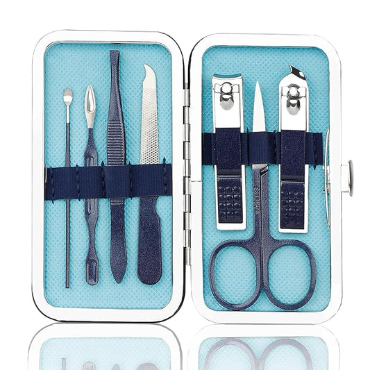 Manicure Kit for Men Women Nail Clippers Pedicure Tools Kit Travel Nail File Toe Set Finger Grooming Kits Christmas Birthday Gifts Ideas Stocking Stuffers Kids Adults Teens Boys Girls Friends(Blue)