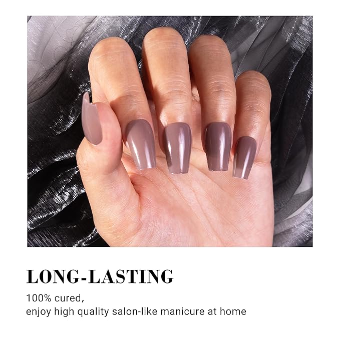 MelodySusie 30PCS Semi Cured Gel Nail Strips, Crystal Brown, Works with Any Nail Lamps, Salon Quality, Long Lasting, Easy to Apply, Includes 2 Prep Pads, Nail File and Wooden Stick
