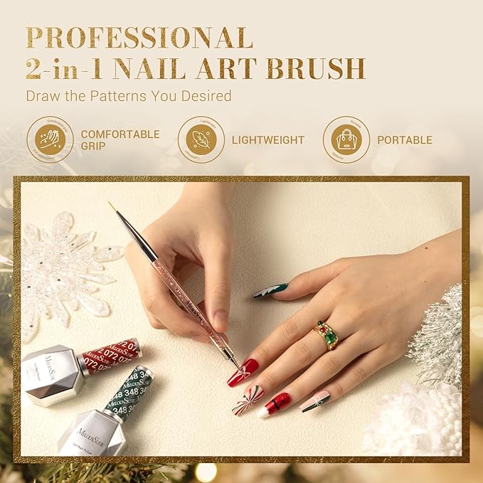 MelodySusie 15ML Christmas Gel Nail Polish Set: Christmas 4 Colors Green and Red Gel Polish Nails Soak Off UV LED Gold Silver Gel Polish Gifts for Women Girls Nail Art Manicure Salon DIY Nail Design