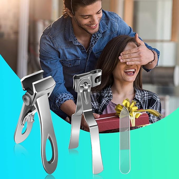 Nail Clippers for Men Thick Nails, 17mm Straight Wide Opening Extra Large Toe Nail Clippers for Adult & Easy Grip 360 Degree Rotary Toenail Clippers for Elderly Cutting Ingrown Toenails
