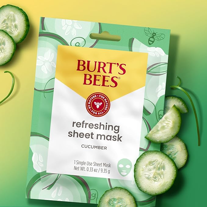 Burt's Bees Christmas Gifts - Face Mask Bundle Set, Hydrating Watermelon, Calming Rose, & Refreshing Cucumber, Face Sheet Masks for Single Use Skin Care, 99% Natural Origin, 3 Count, 0.33oz Each