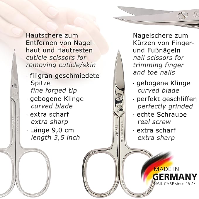3 Swords Germany - brand quality 6 piece manicure pedicure kit set for professional finger & toe nail care with synthetic leather case - Made in Germany - burgundy