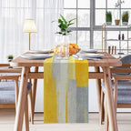 Emvency Table Runner, 13x72 Inch, Abstract Modern Yellow | Grey Art Dining Decor - Image 7