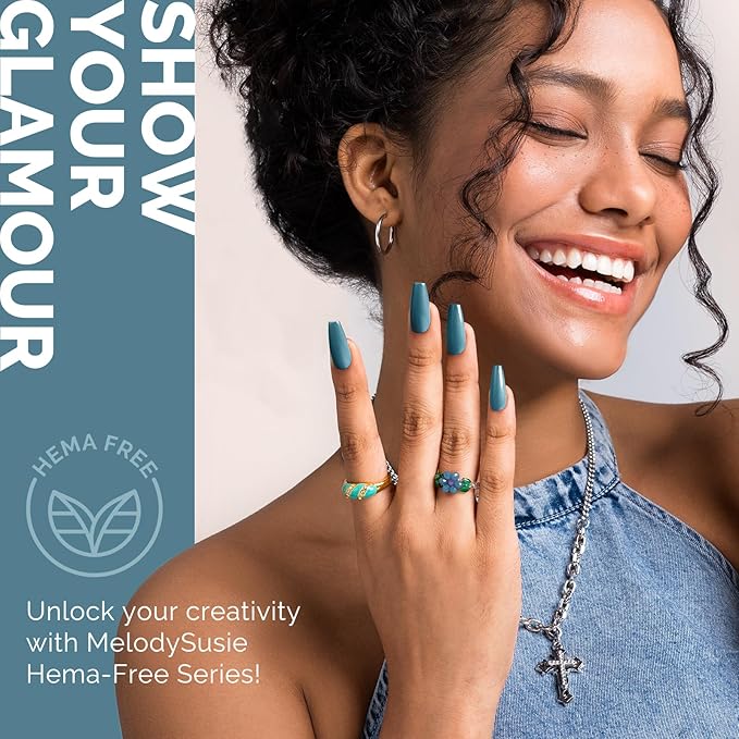 MelodySusie Hema Free Gel Nail Polish, 0.5 Fl Oz Thick Blue Gel Polish, Non Toxic, Long Lasting, Soak Off UV Nail Polish, Manicure Nail Design Salon DIY Nail Art at Home 415