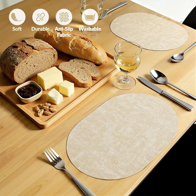 Placemats Set of 6, 11.8 x 17 Inch, Waterproof Wipeable Reversible PU Placemat - Image 6
