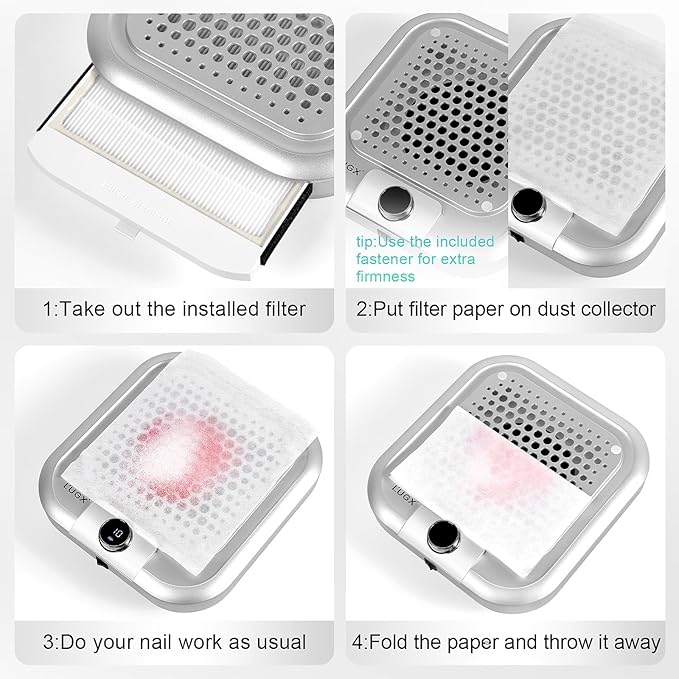 L'UGX Nail Dust Collector Filter Paper - 30 Sheets Efficient Filtering for L'UGX Professional Nail Dust Vacuum Machine LG622B