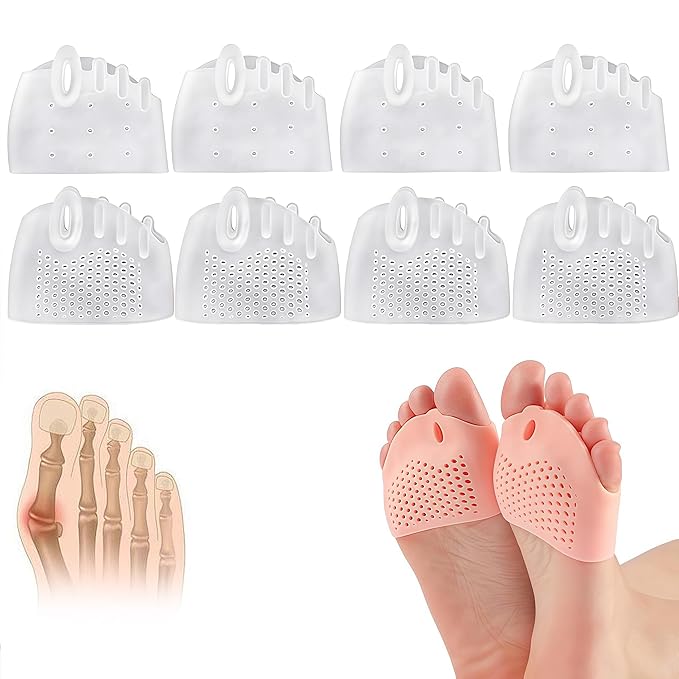 4 Pairs Silicone Toe Separator,2025 New Toe Separators for Women& Men,Gel Toe Spacers for Overlapping Toes, Breathable Foot Corrector, Bunion Relief and Alignment (Transparent)
